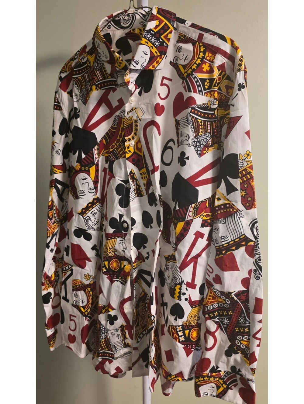 OPPOSUITS Tailored Fit Men's Dress Shirt XL Card Suit Print